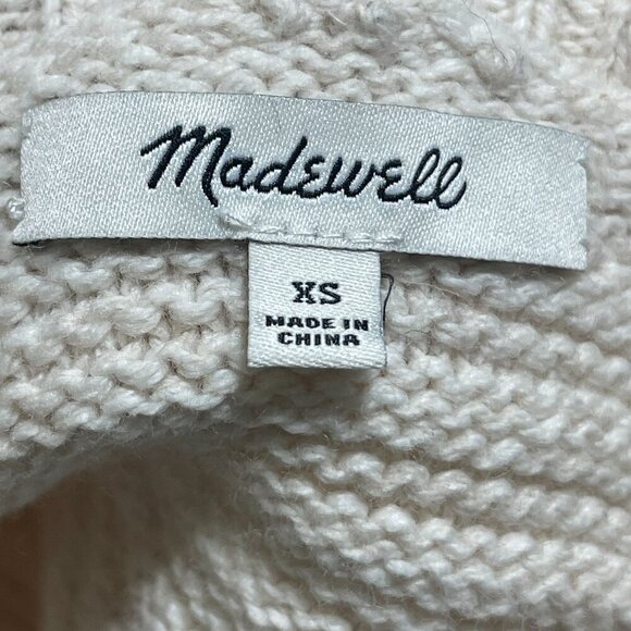 Madewell Ruffle Mock Neck Sweater Cream Puff Sleeve Ruffle Cuff Size XS Extra Sm - Picture 4 of 7